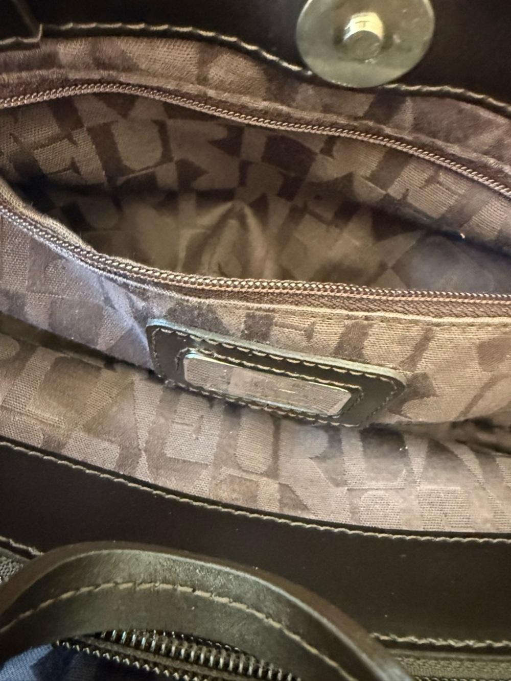 Furla Brown Genuine Leather Satchel Top Handle Bag Italy Silver Tone - Picture 10 of 15